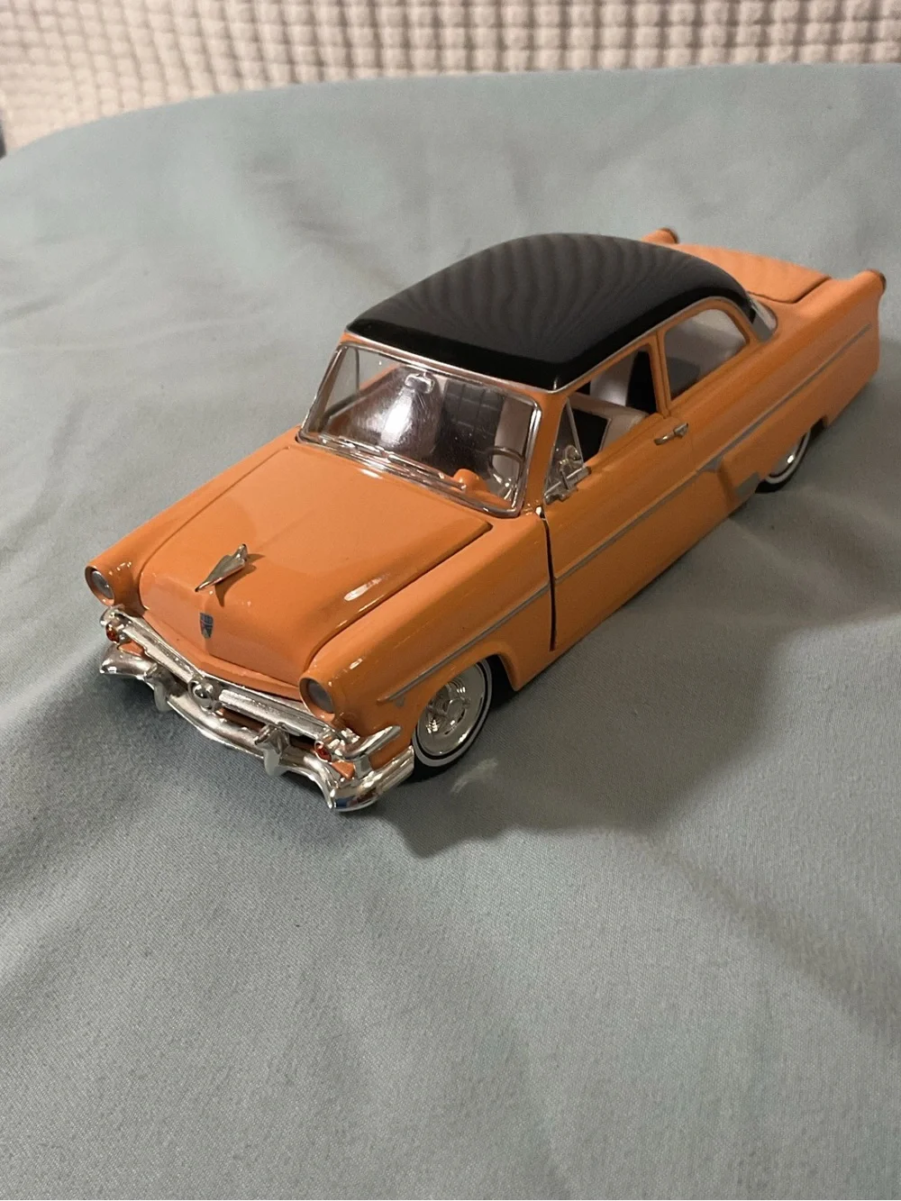 Orange and Black Classic 1954 Ford Custom line Tudor Diecast model car